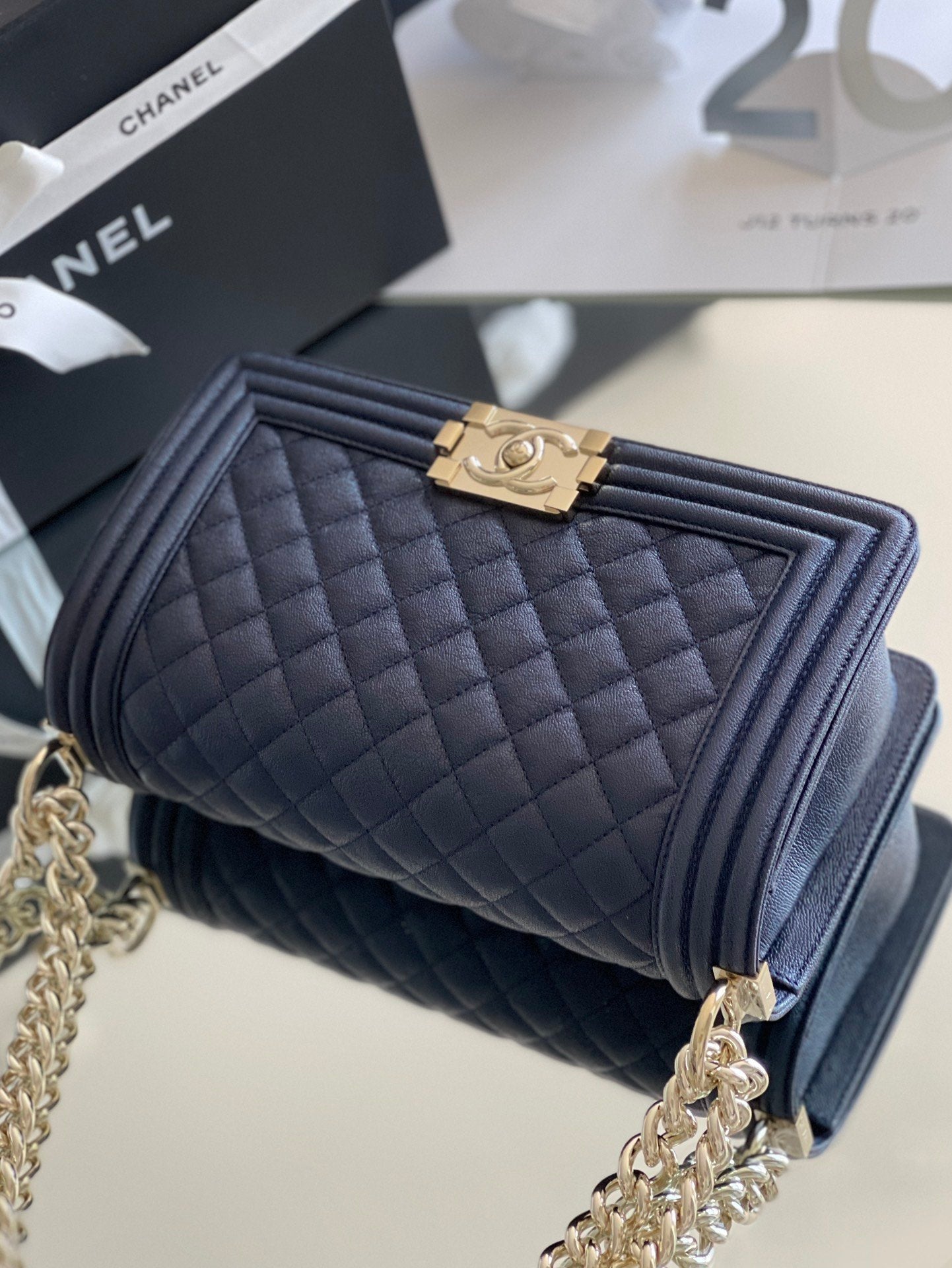 CHLMeTop Qualityum Boy Handbag Dark Blue For Women 9.8in/25cm A67086