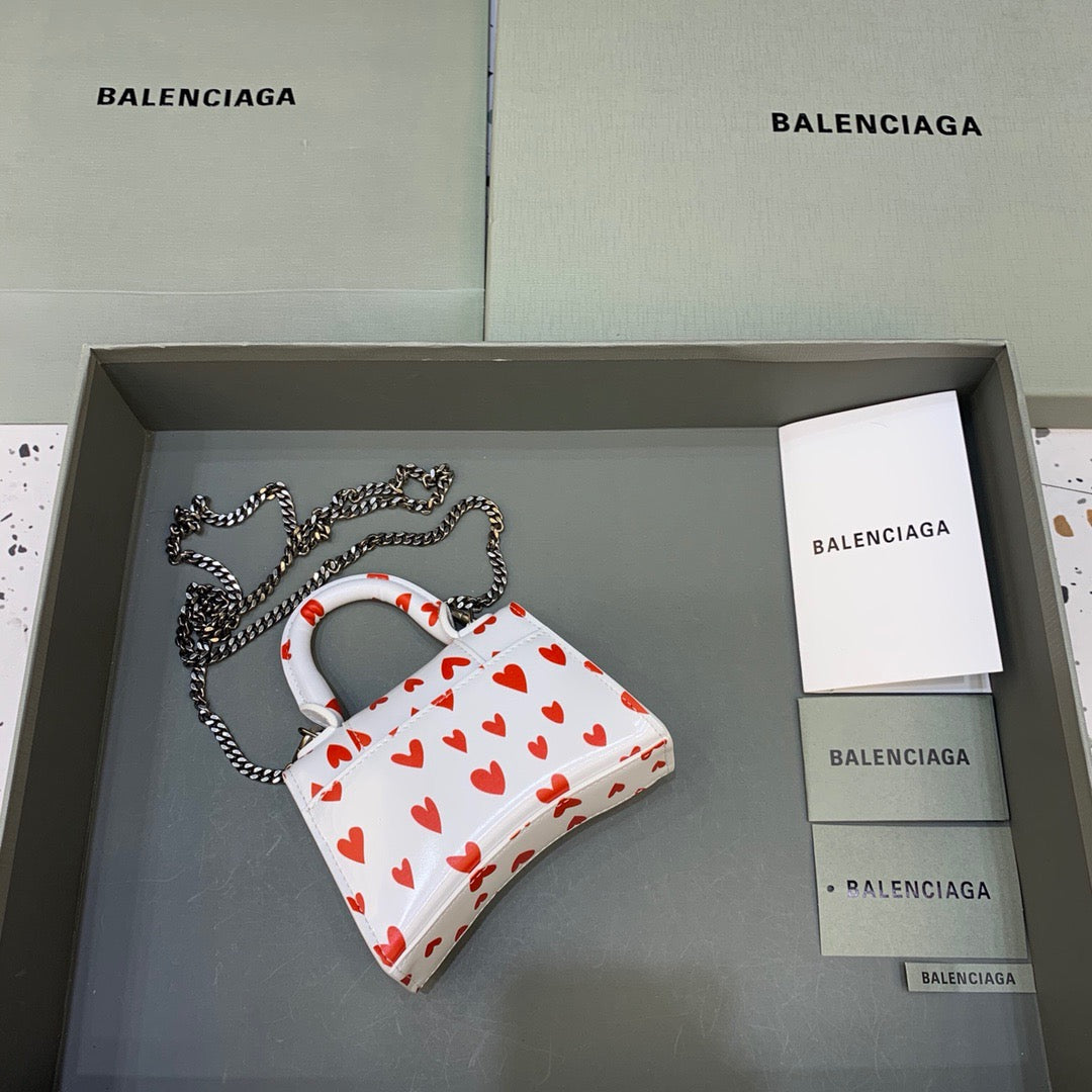 Top Quality Hourglass Mini Handbag With Chain In Red And White, For Women,  Bags 4.7in/12cm