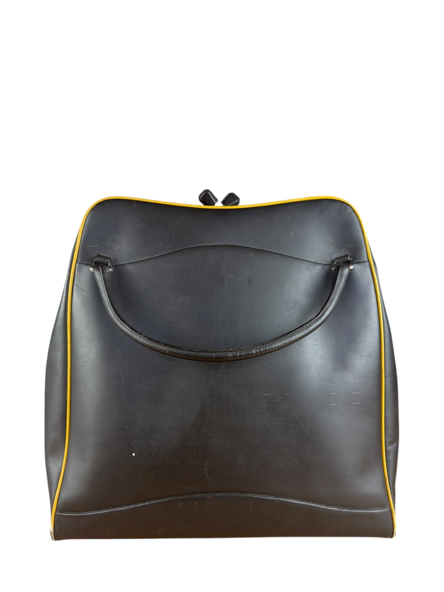 Prada   Dark Brown Leather Top Handle Bag