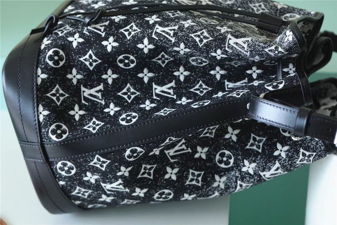 Top Quality Petit Noe Monogram Jacquard Denim Black For Women,  Shoulder And Crossbody Bags 11.2in/28.5cm Top Quality
