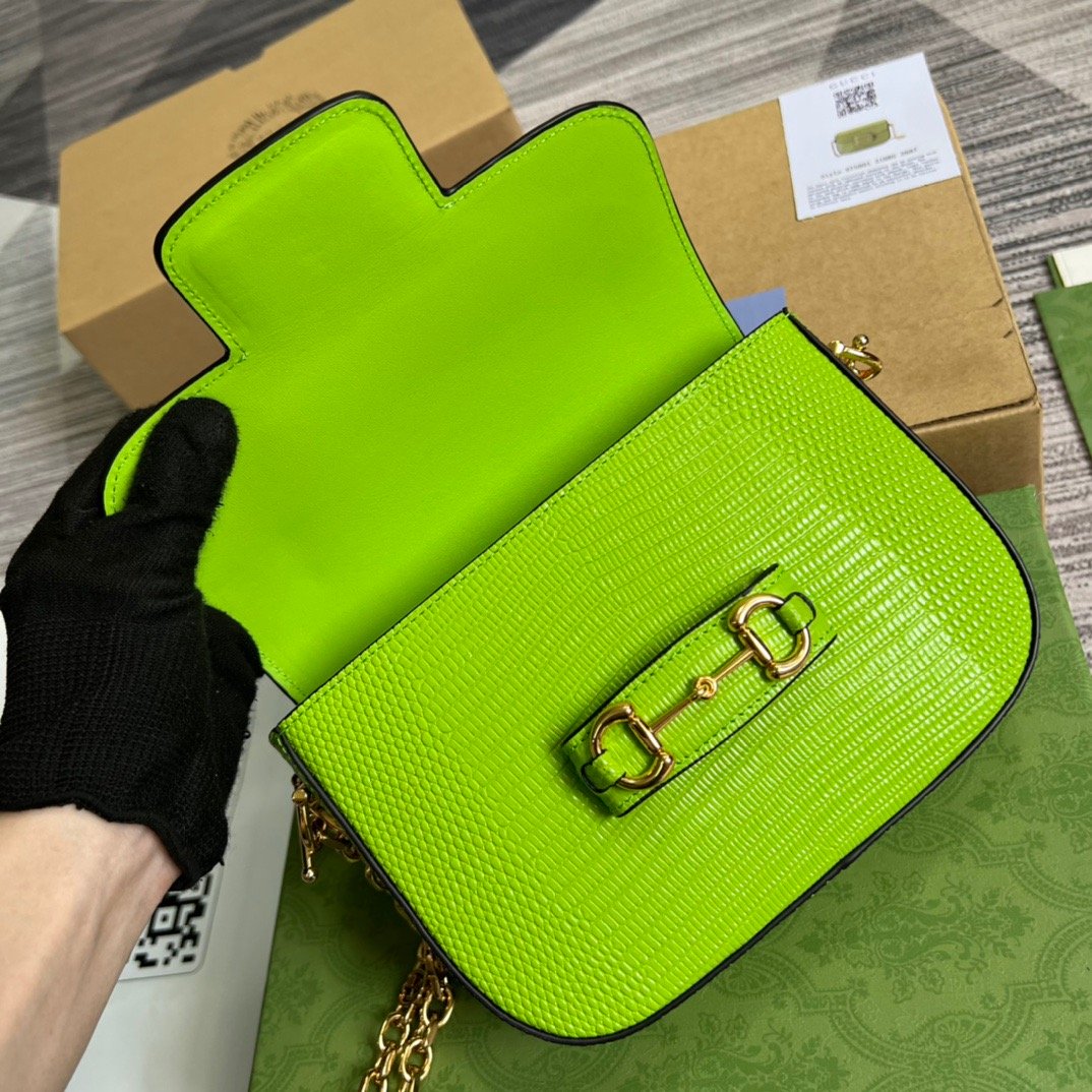 gg Horsebit 1955 Lizard Mini Bag Yellow For Women, Women’s Bags 8in/20cm gg‎