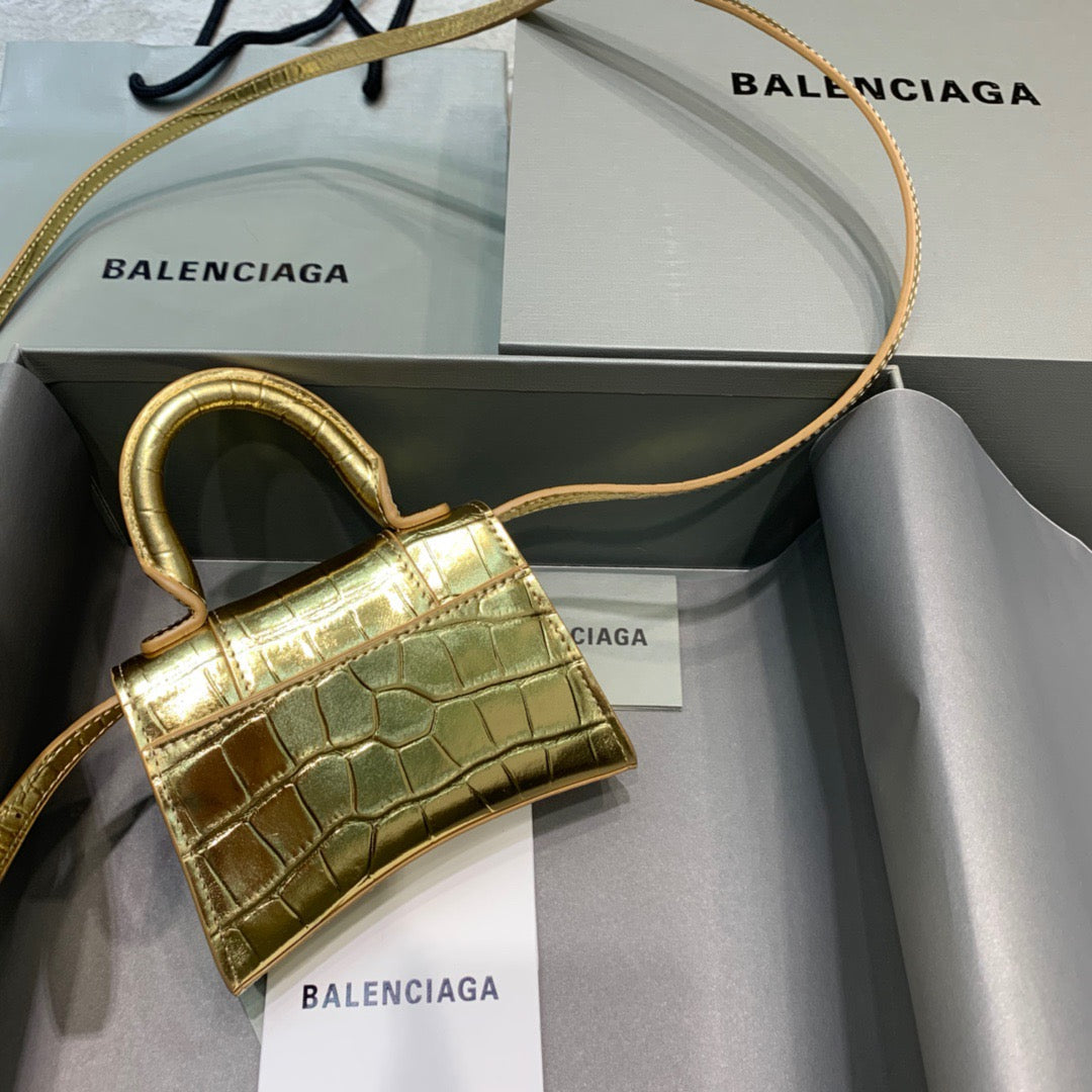 Top Quality Hourglass Mini Handbag In Gold, For Women,  Bags 4.7in/12cm