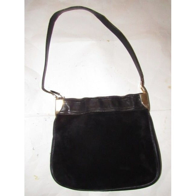 Gucci   Black Suede With Black Leather Hobo Bag