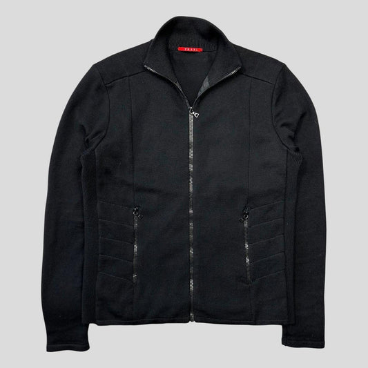 Prada Sport 2008 Black Ergonomic Panelled Logo Cardigan - IT48 (M)