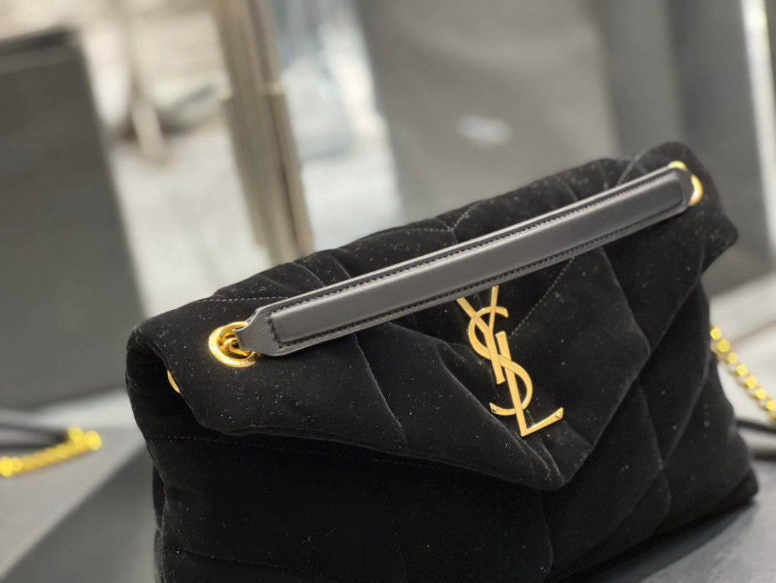 YSSL Puffer Small Chain Bag Black For Women, Women’s Bags 11in/29cm YSL‎