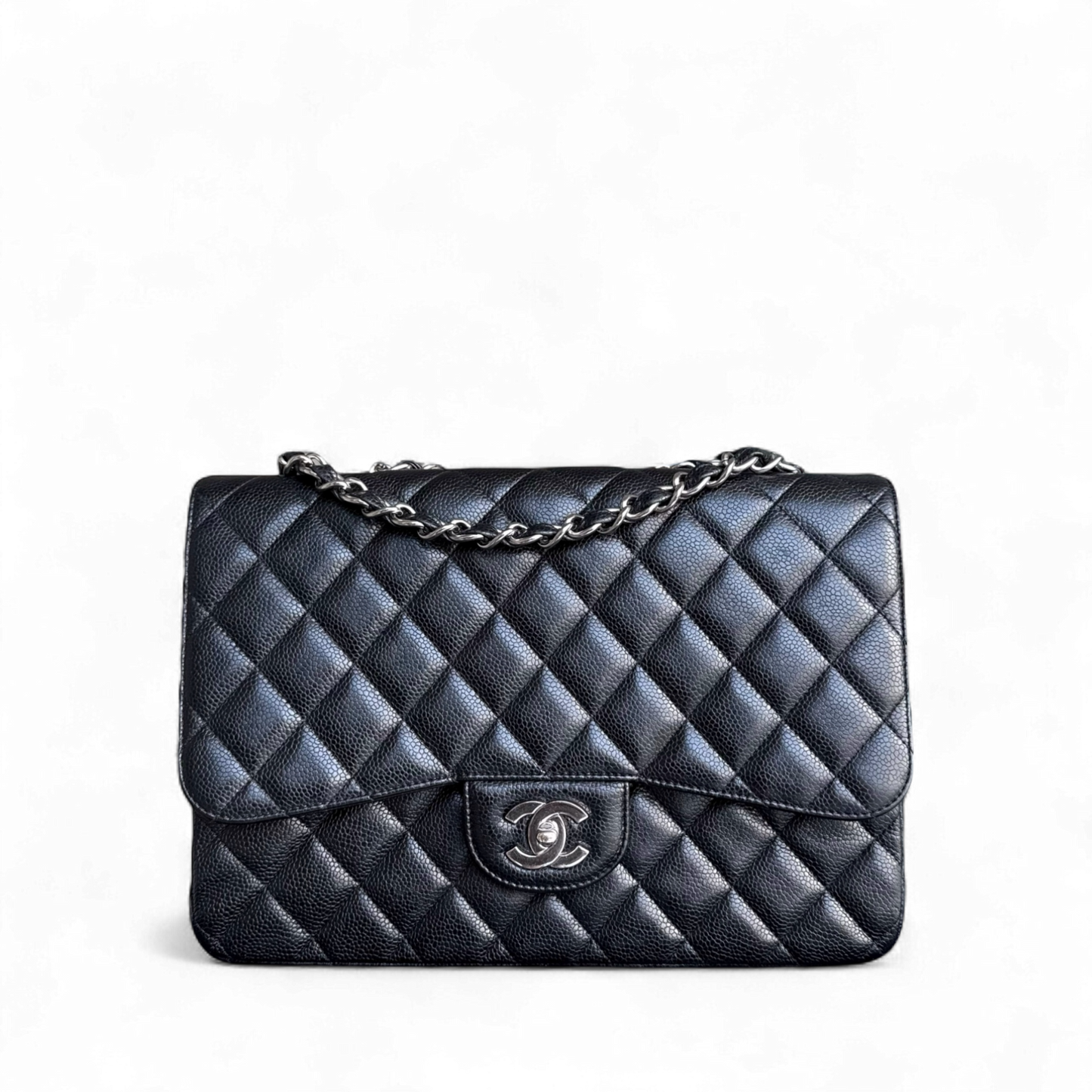 Chanel Classic Flap Jumbo - Single Flap Caviar 30CM Quilted Black Silver Hardware