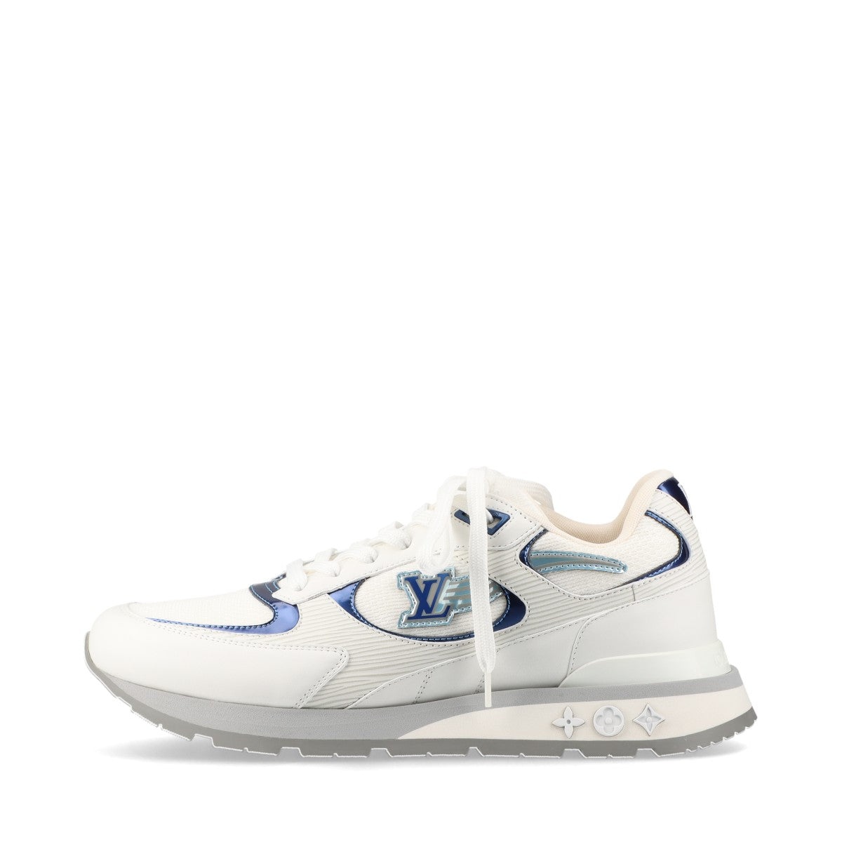 Louis Vuitton Lanewline 22 Years Mesh  Leather Trainers 6 Mens White × Blue BM0292 LV Logo  Bag