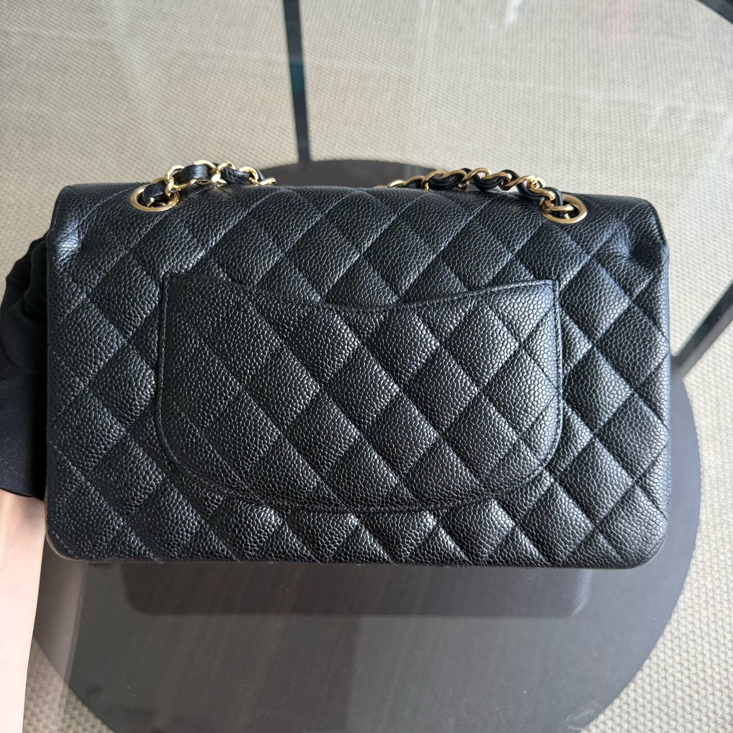 Chanel Classic Flap Medium - Caviar 25CM Quilted Black Gold Hardware Series 19