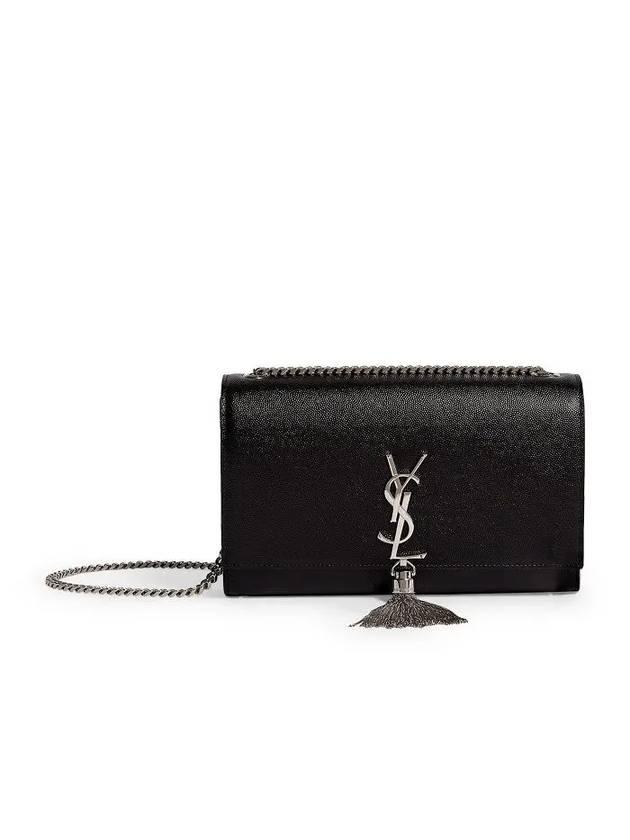 Luxury Saint Laurent Trending 2025 Kate Silver Tassel Chain Shoulder Bag Black