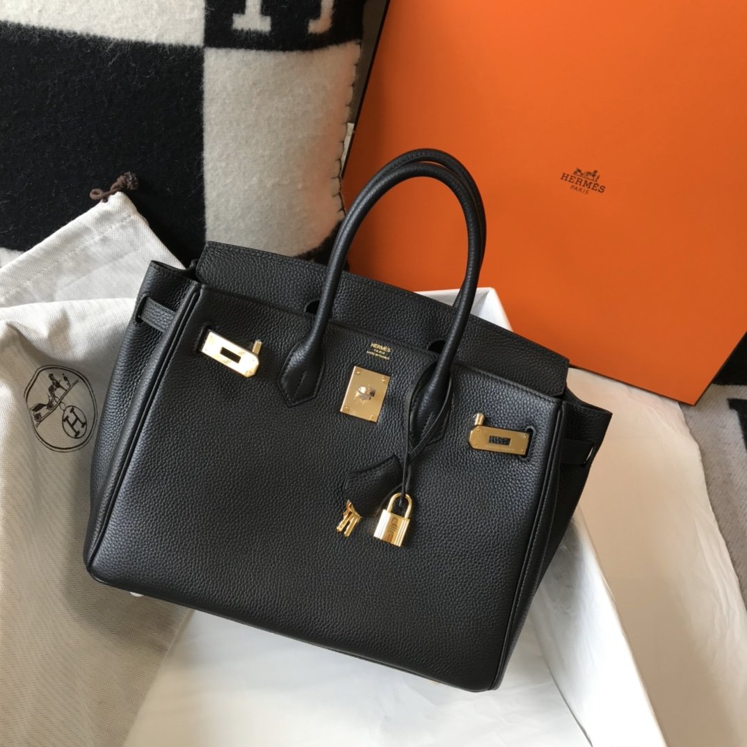 Top Quality Birkin Black Togo Gold Hardware Bag For Women, Handbags, Shoulder Bags 30cm/12in