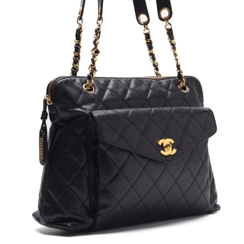 CHANEL / CHANEL Matrasse  Flap Double Chain Sder Caviar S Black   Shoulder Bag Lady Bag Hybrid ? Ship?  Yaboo Online