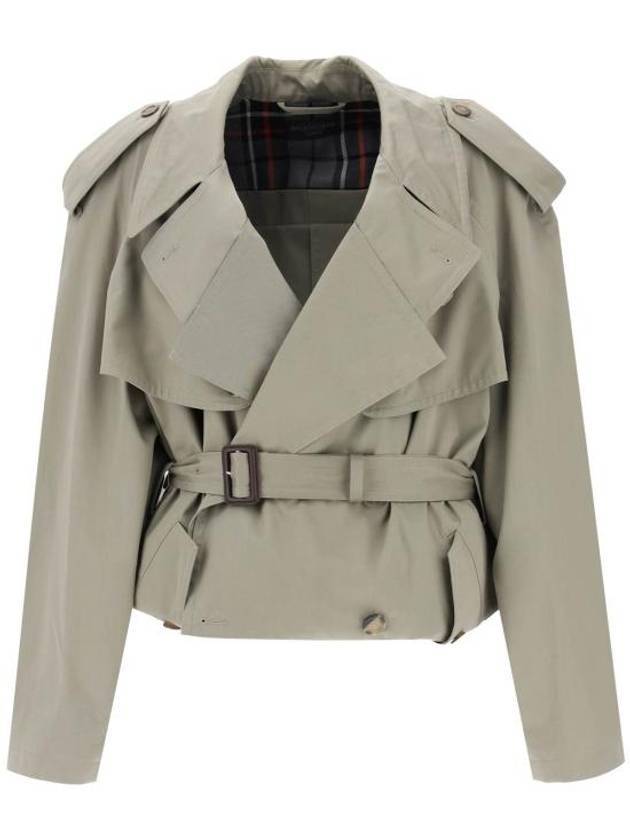 Luxury Balenciaga Trending 2025 Fold Cotton Twill Short Trench Coat Beige