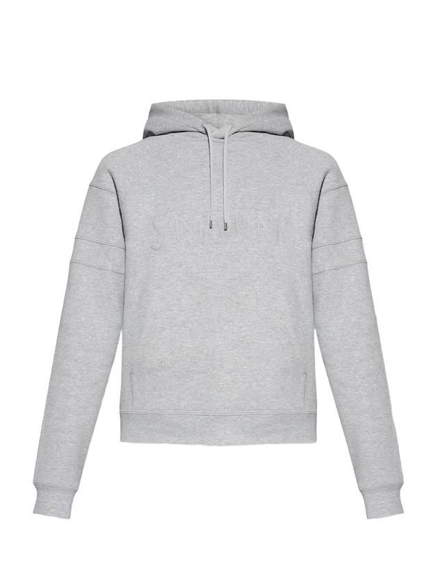 Luxury Saint Laurent Trending 2025 Logo Kangaroo Pocket Fleece Hoodie Grey
