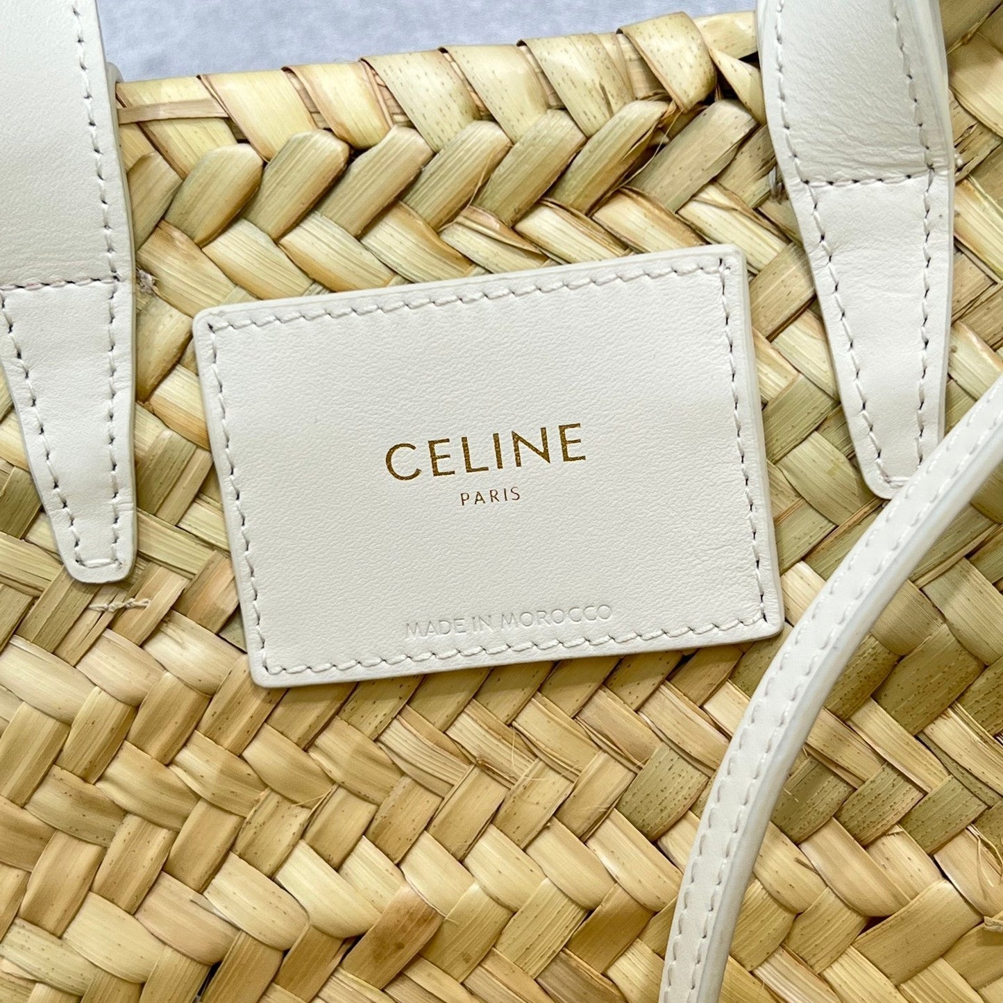Top Quality Teen Triomphe Top Quality Classic Panier In Palm Leaves And Lizard White For Women 8in/20cm