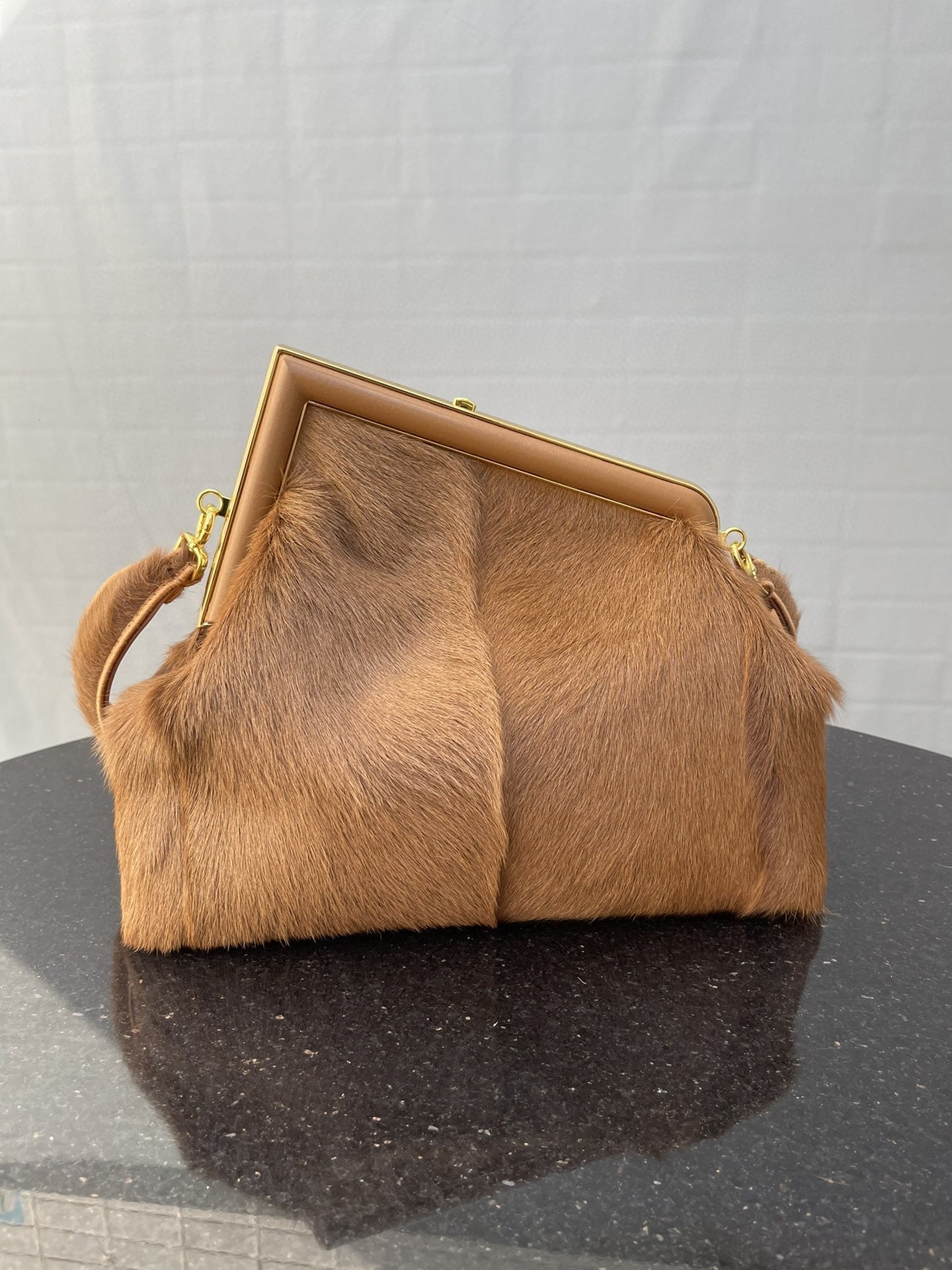 Top QualityTop Quality Top QualityTop Qualityrst Medium Brown Fox Fur Bag For Woman 32.5cm/13in