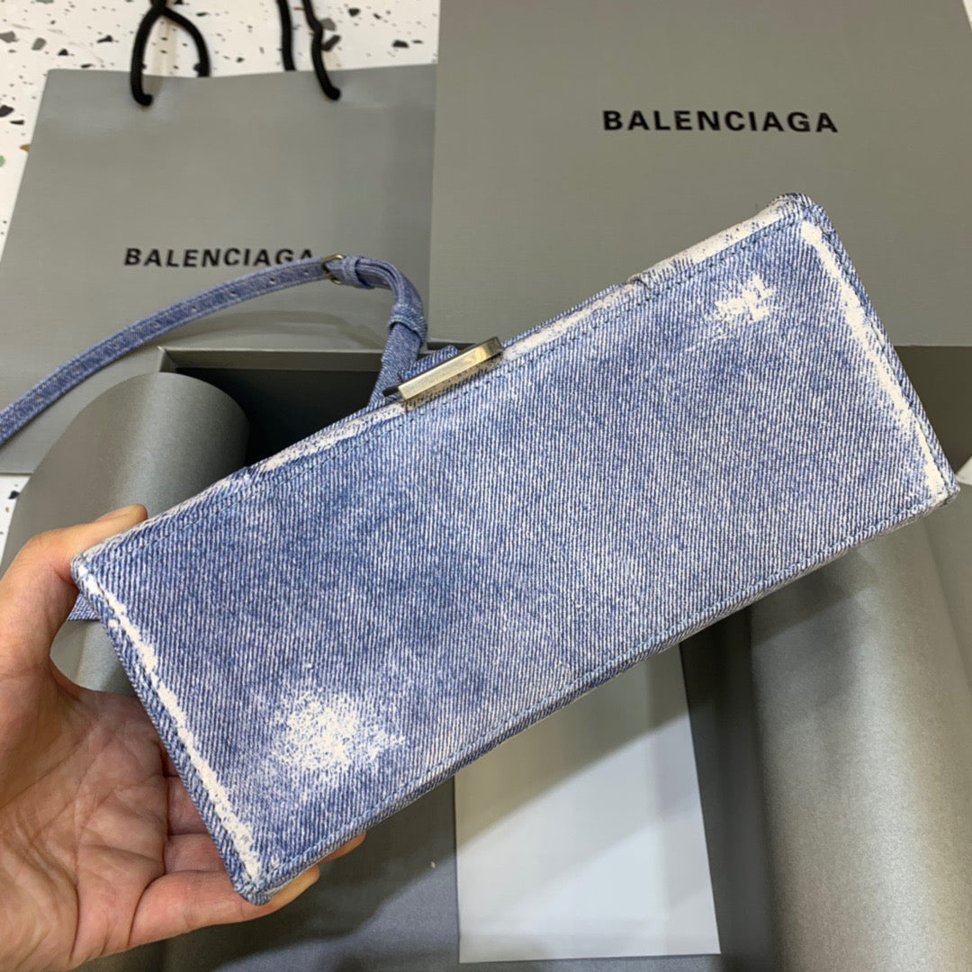 Top Quality Hourglass Small Handbag In Blue Denim Printed, For Women,  Bags 9in/23cm 5935462104W9064