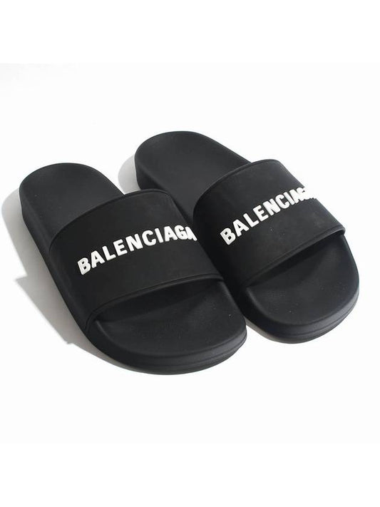 Luxury Balenciaga Trending 2025 Men's Logo Full Slippers Black