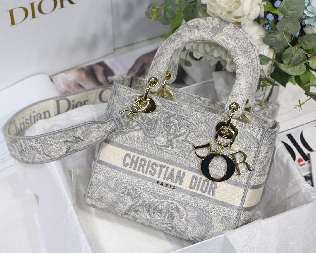 Top Quality MeTop Qualityum Lady D-Lite Bag Grey, For Women, Womens Handbags 24cm/9.5in CD