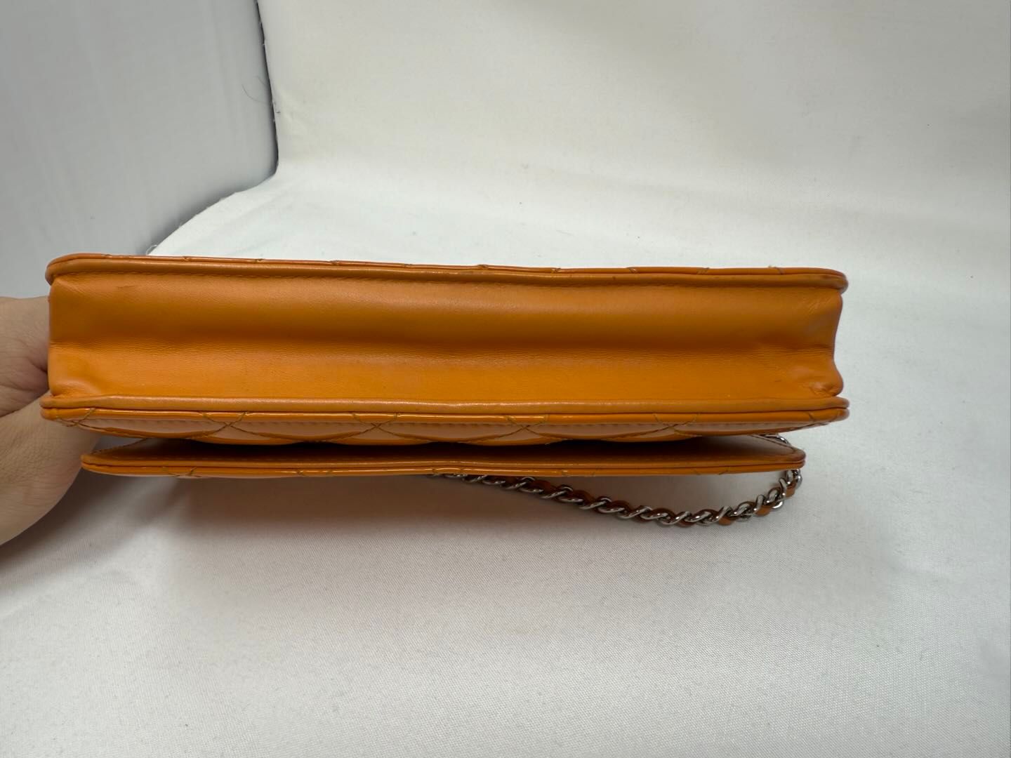 Chanel Patent Classic Wallet On Chain - Orange Mini Bags, Handbags B21-82