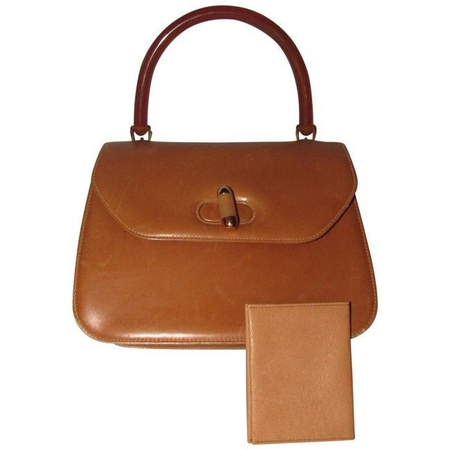 Gucci   Caramel Leather With Tortoise Shell Lucite Bakelite And Gold Accent