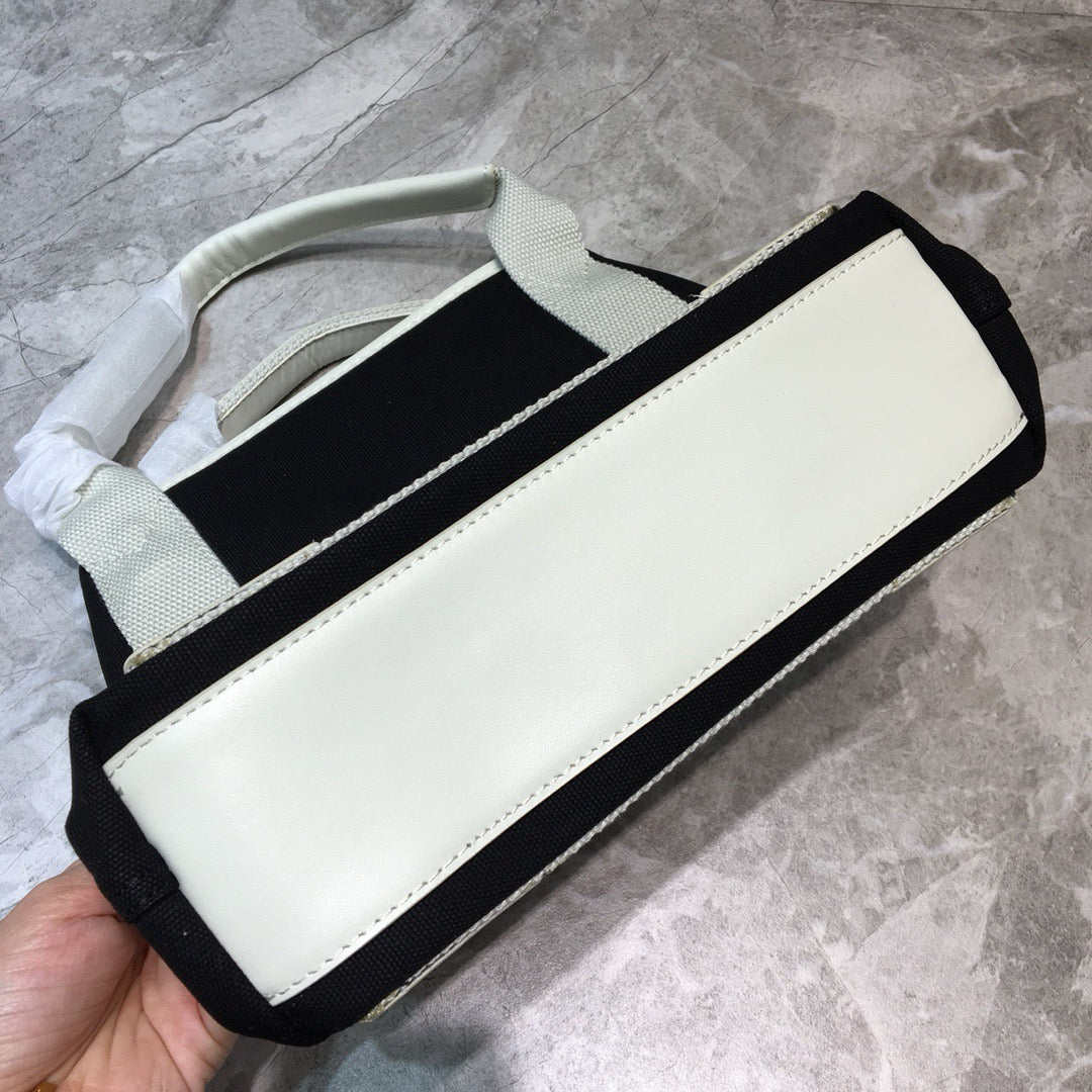 Top Quality Navy Small Cabas Tote Bag In White, For Women,  Bags 18.5in/47cm