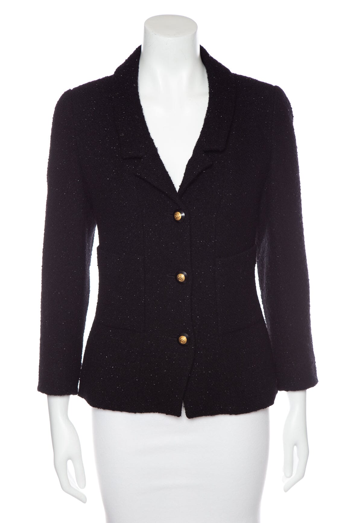 Chanel   1993 Autumn Black Glitter and Sequins Detail Jacket SZ 46