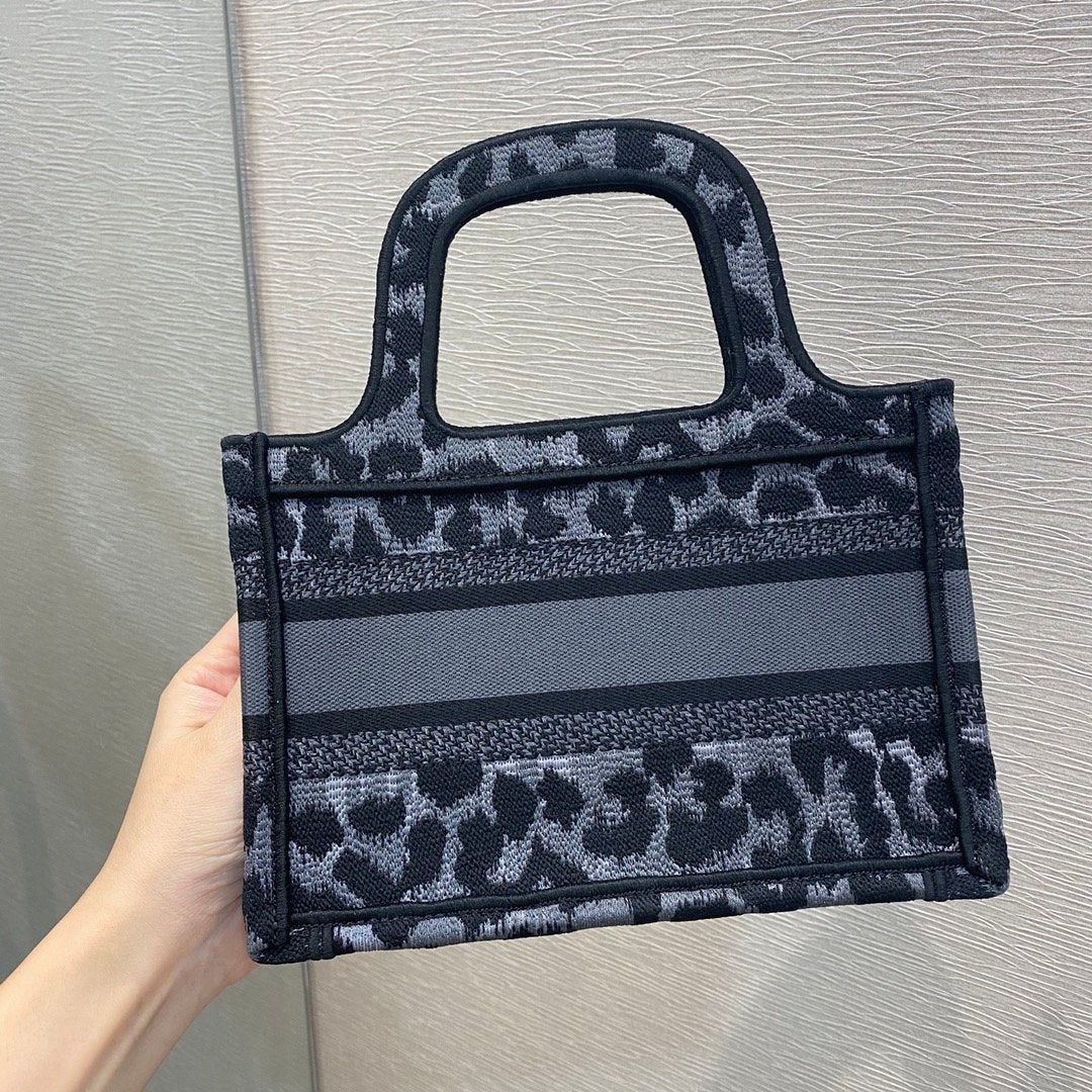Top Quality Mini Book Tote Mizza Embroidery, Blue/Black Handbags, 23cm CD S5475ZRTop Quality_M962