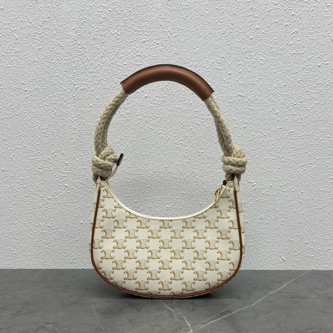 Top Quality MeTop Qualityum Ava Chain In Triomphe Canvas White For Women 10in/25cm