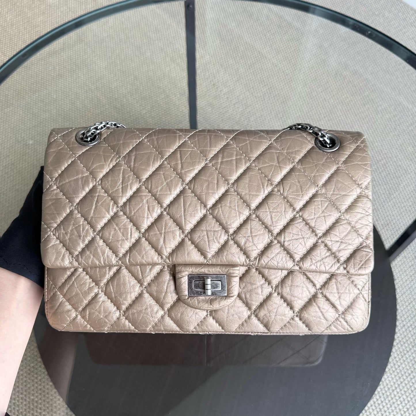 Chanel 2.55 Reissue 226 - Aged Calfskin Quilted Bronze Ruthenium Silver Hardware Series 17