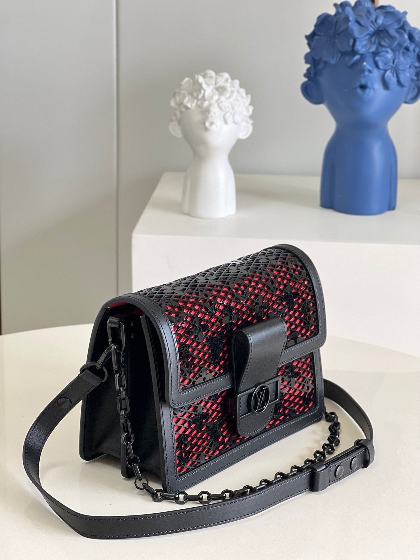 Top Quality Limited Dauphine MM Bags By Nicolas Ghesquière With Monogram Lace Black For Women 25cm Top Quality