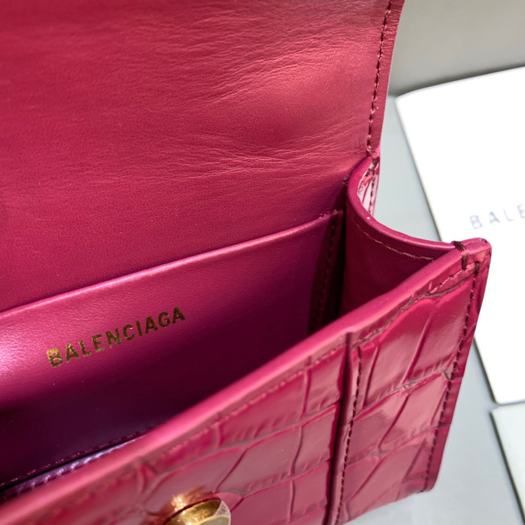 Top Quality Hourglass Mini Handbag With Chain In Dark Red, For Women,  Bags 4.7in/12cm