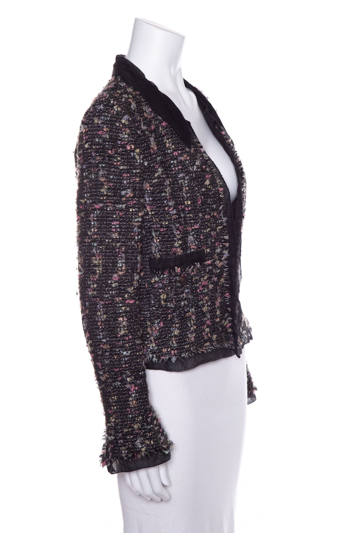 Chanel   2004 Black Multicolor Tweed Jacket SZ 42
