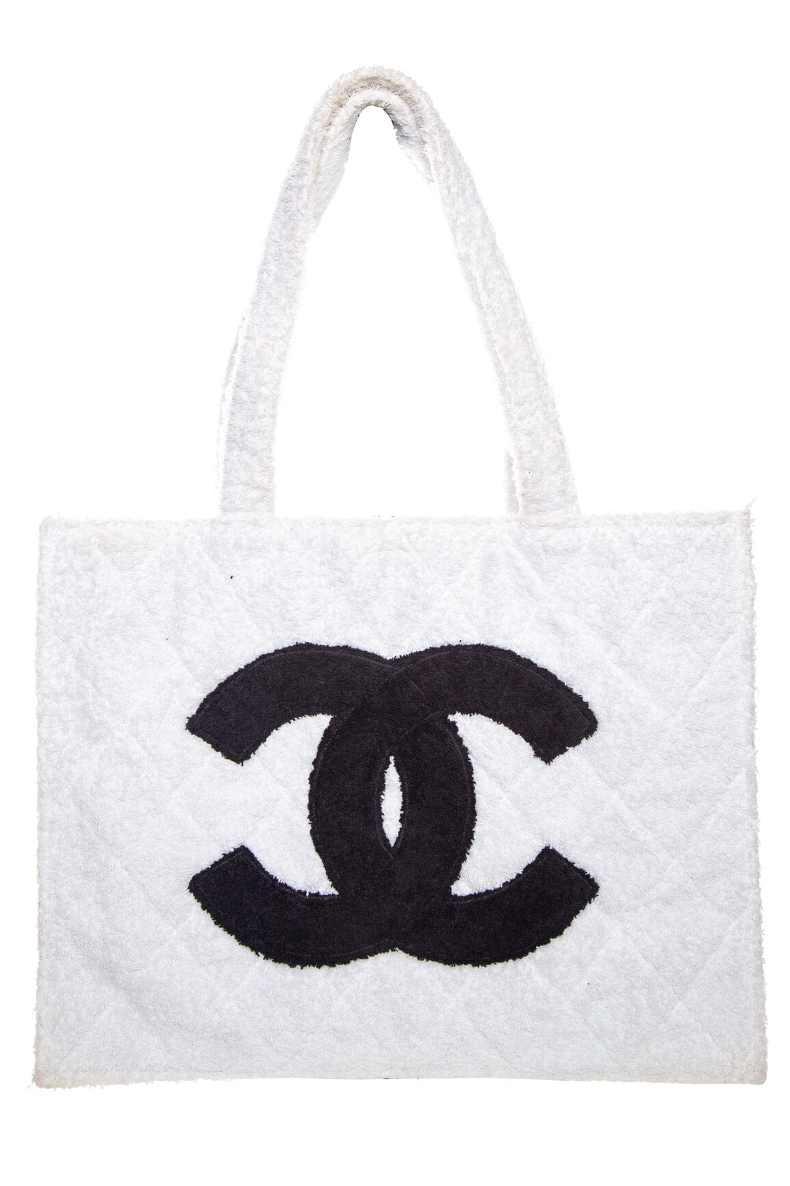 Chanel   1989/91 Black/White CC Terry Cloth Tote