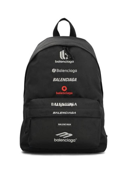 Luxury Balenciaga Trending 2025 Explorer Embroidered Logo Backpack Black