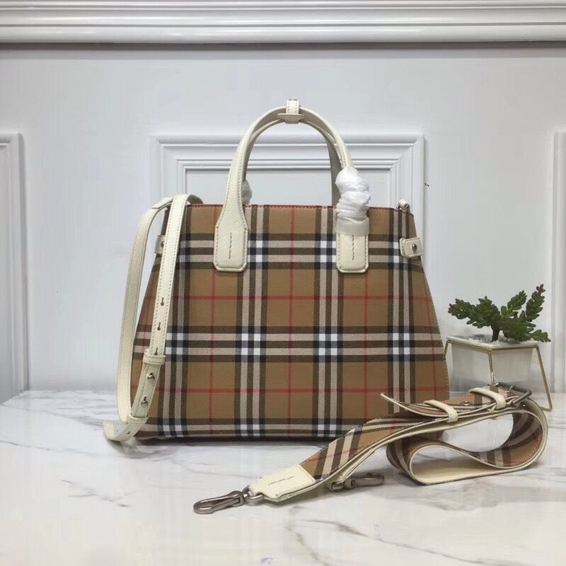 Top Quality Ho Check Derby MeTop Qualityum Banner Purse Tote White For Women, Women’s Bags 14in/35cm