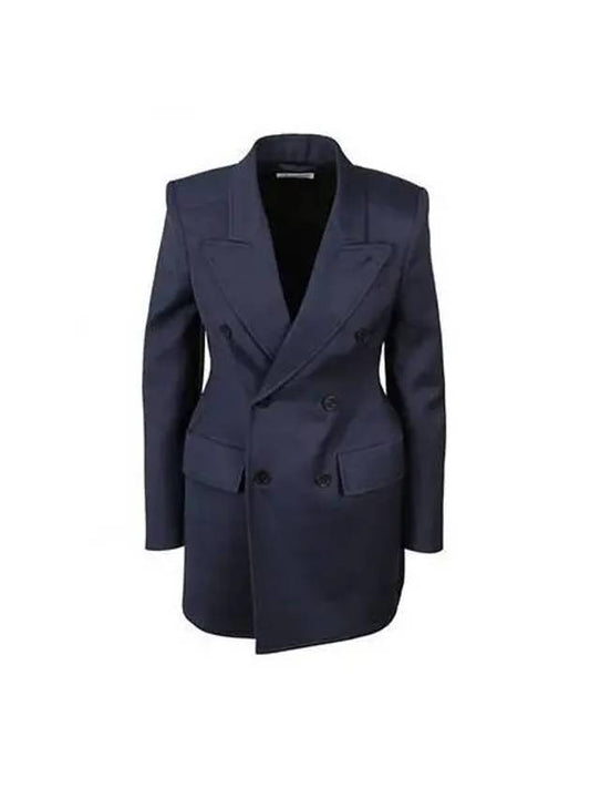 Luxury Balenciaga Trending 2025 Hourglass Double Breasted Blazer Jacket Navy