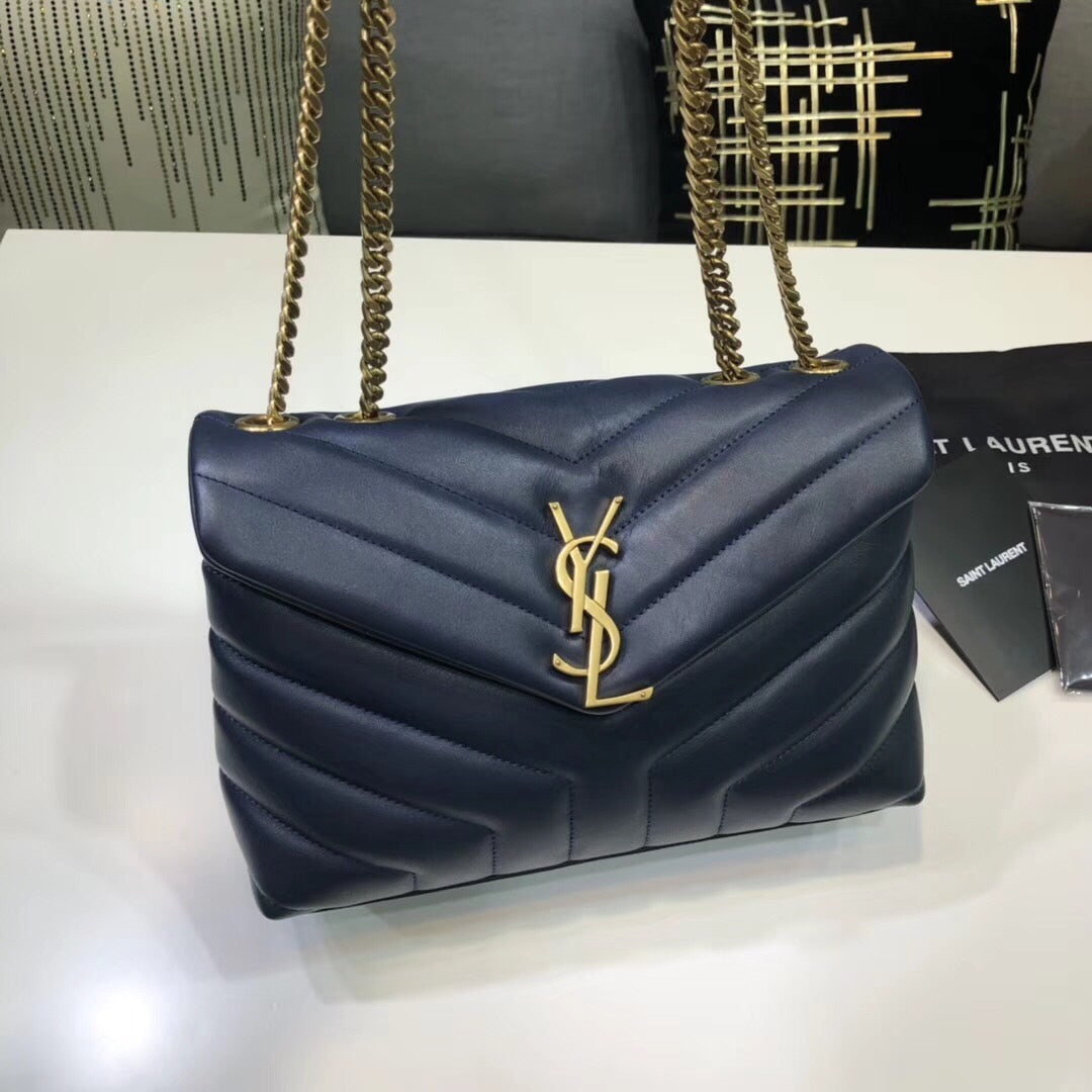 Top Quality Loulou Small Chain Bag In Matelassé "Y" Blue For Women 9.8in/23cm YSL 494699DV7274147
