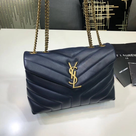 Top Quality Loulou Small Chain Bag In Matelassé "Y" Blue For Women 9.8in/23cm YSL 494699DV7274147