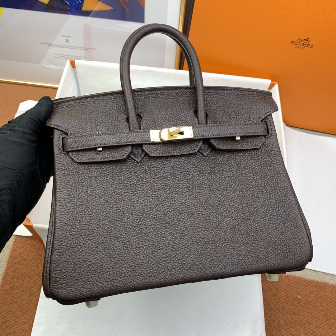 Top Quality Birkin Nata Swift Dark Brown For Women Gold Toned Hardware 10in/25cm