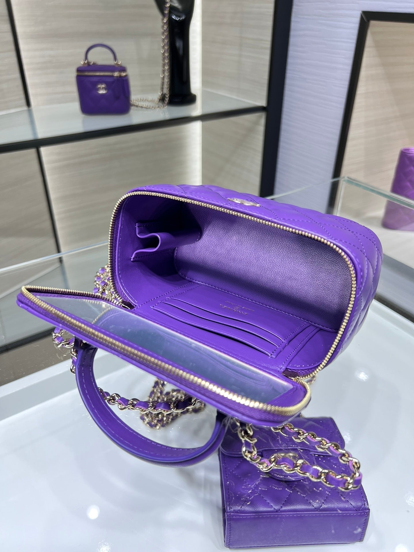 CHLVanity With Chain Silver Hardware Purple For Women Handbags, Shoulder Bags 6.7in/17cm