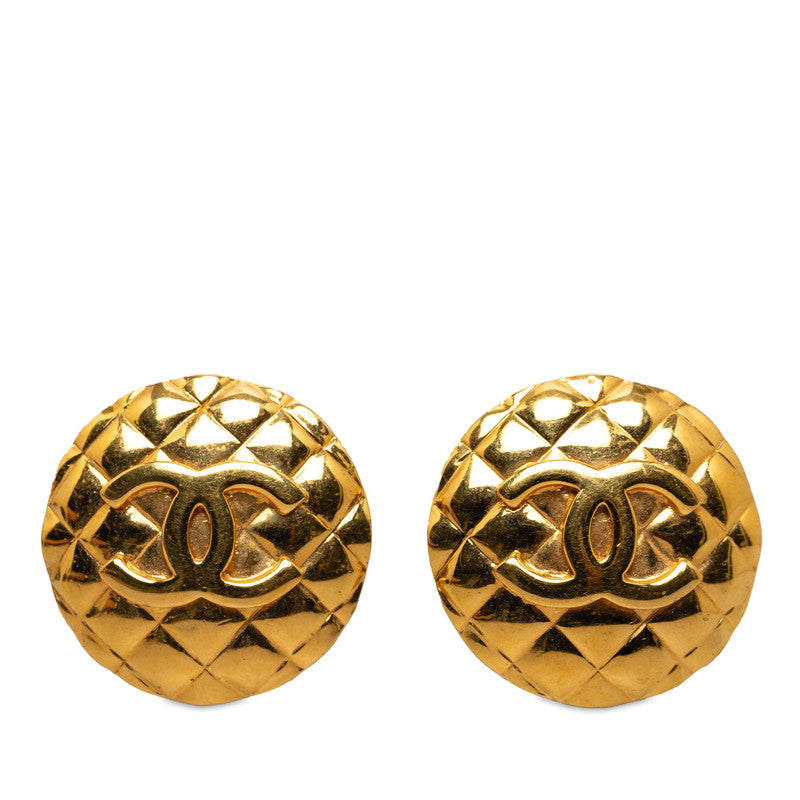 Chanel Gold-Plated Coco Mark Matelasse   Earrings