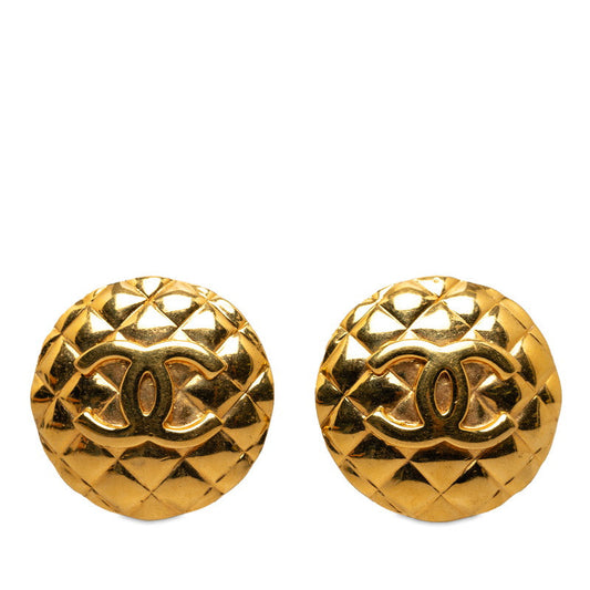 Chanel Gold-Plated Coco Mark Matelasse   Earrings