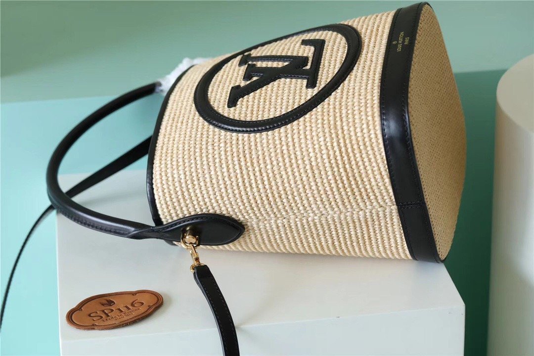 Top Quality Petit Bucket Raffia Black For Women, Womens Bags, Shoulder And Crossbody Bags 9.4in/24cm Top Quality M59961
