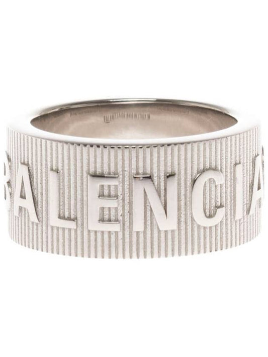 Luxury Balenciaga Trending 2025 Striped Logo Ring Silver