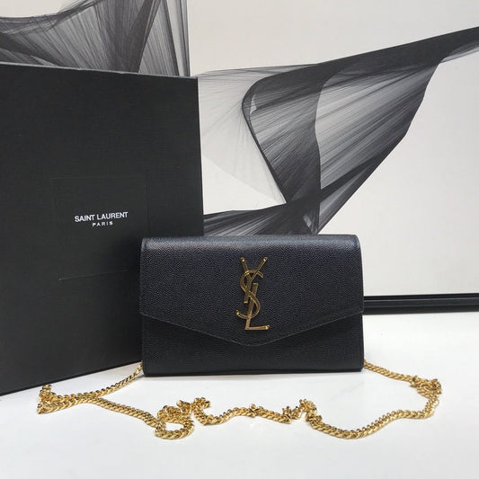 YSSL Uptown Chain Wallet Black For Women 7in/19cm YSL 6077881GF0J1000