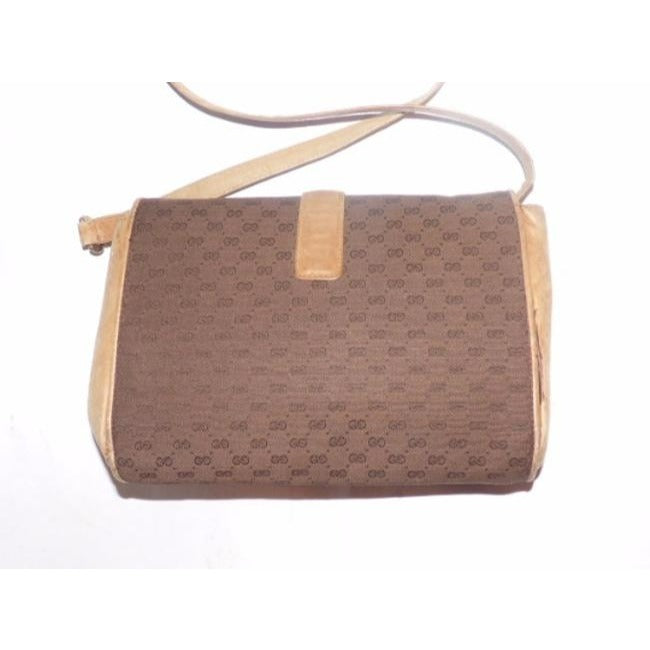 Gucci   Camel Leather Brown Small G Logo Print Canvas And Cross Body Bag