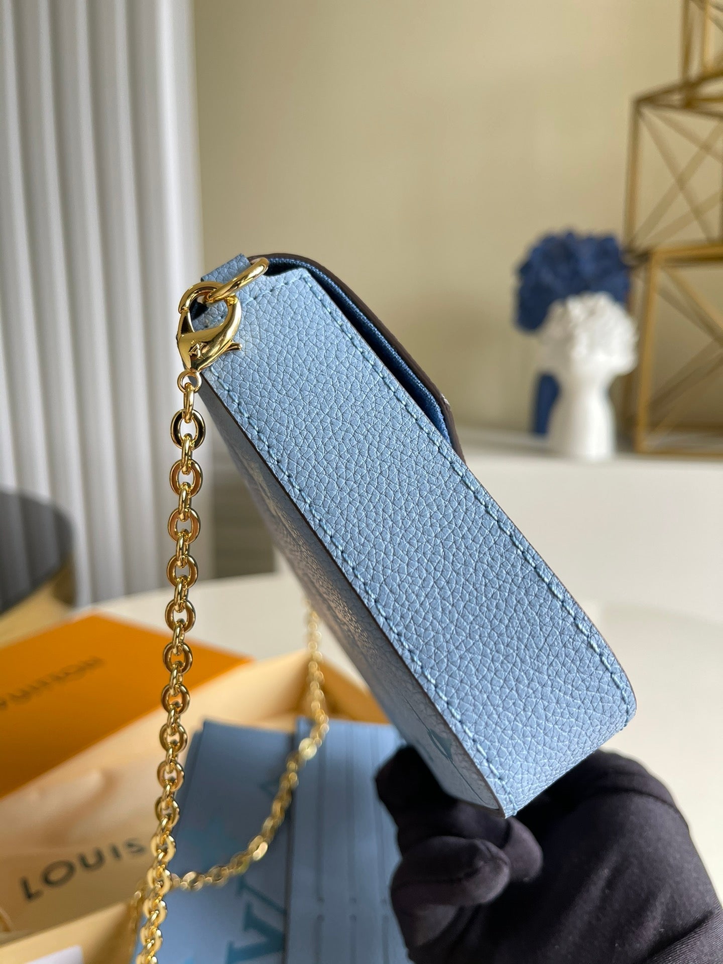 Top Quality Felicie Pochette Tourterelle Blue Monogram Empreinte For Women, WoWallet 8.3in/21cm Top Quality