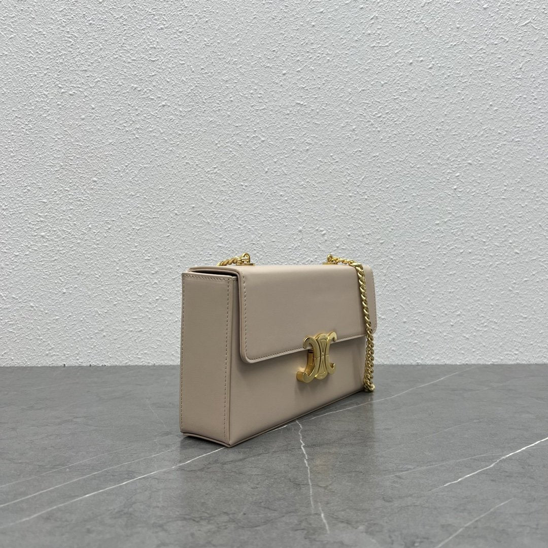 Top Quality Chain Box Triomphe Bag Beige For Women 9in/22cm 