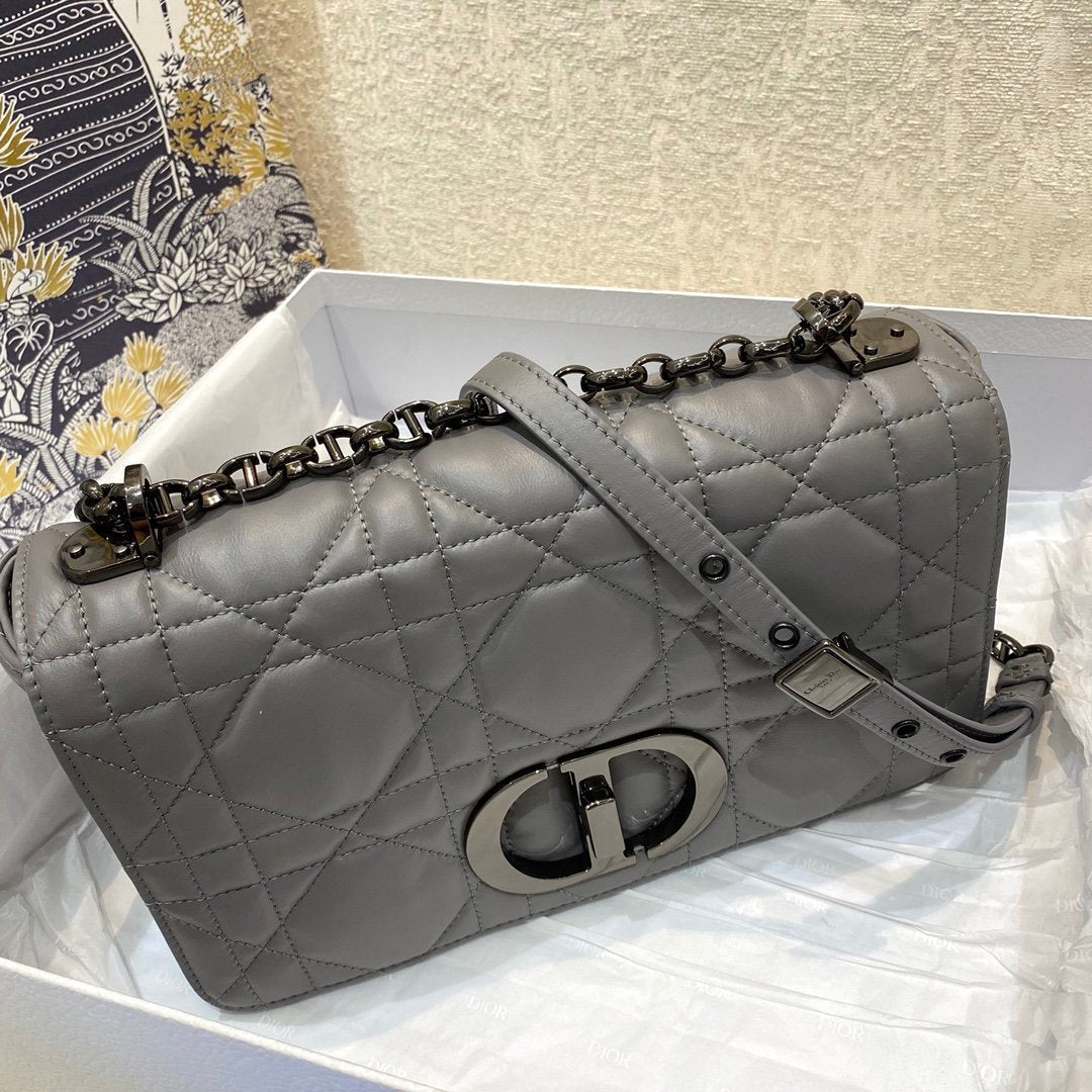 Top Quality MeTop Qualityum Caro Bag Gray Padded Macrocannage, Dark Grey, For Women Womens Handbags, Crossbody Bags, 25cm CD M9242BNGK_M41G