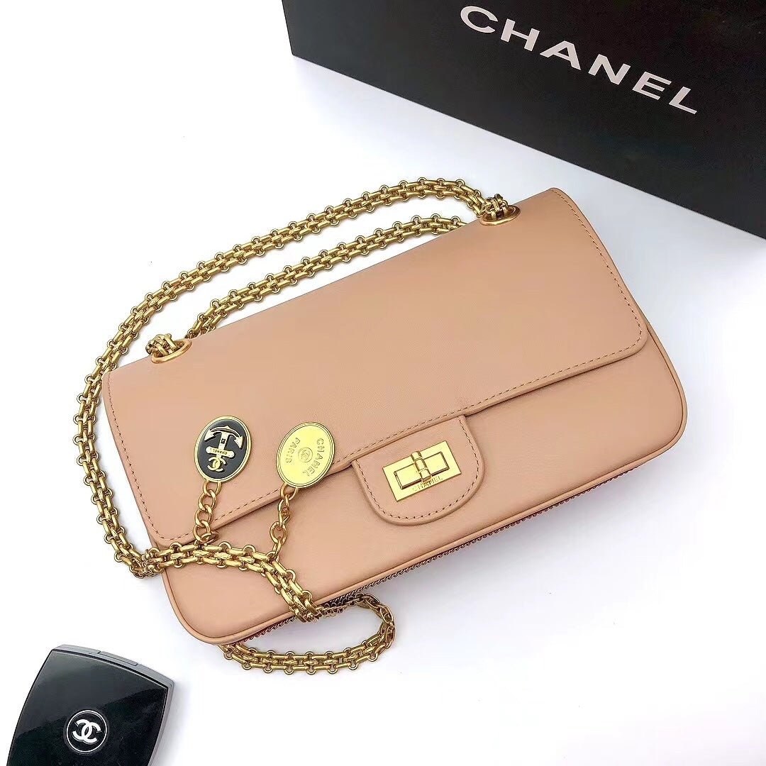CHLMaroon Medallion Nude Reissue 2.55 Classic 225 Top Qualityap Beige Bag For Women 24cm/9.4in